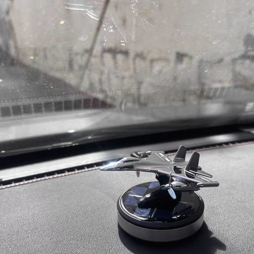 Silver Solar power rotation Airplane Car Air Freshener